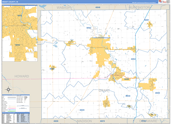 Grant County, IN Zip Code Map
