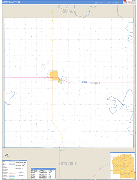 Grant County, KS Zip Code Wall Map