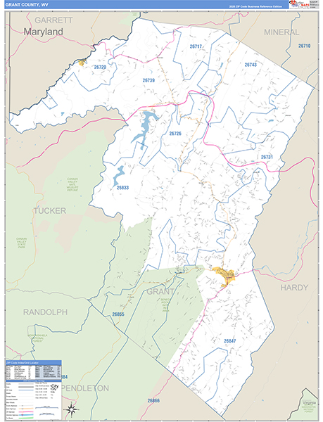 Grant County, WV Zip Code Map