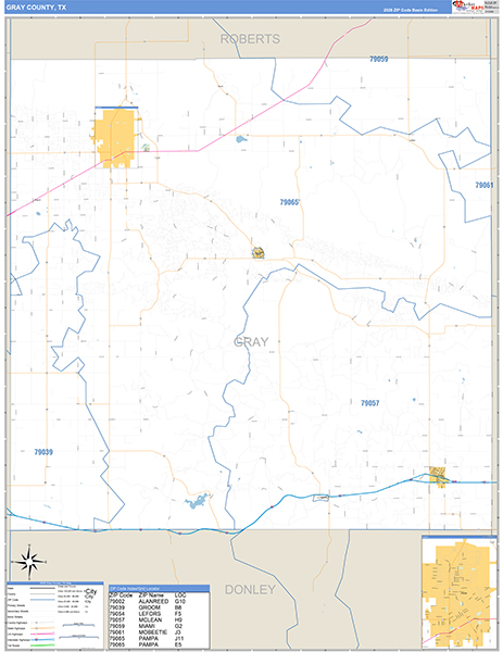 Gray County, TX Zip Code Map