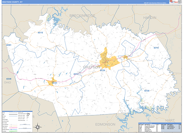 Grayson County, KY Zip Code Map