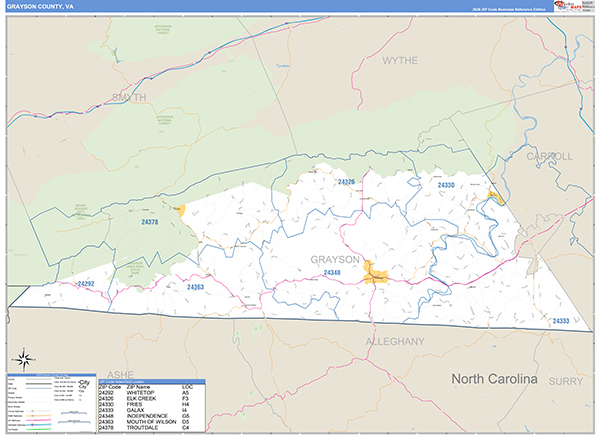 Grayson County, VA Zip Code Map