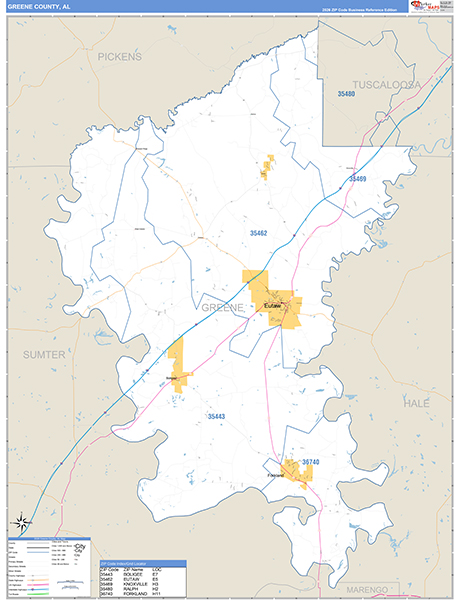 Greene County, AL Zip Code Map