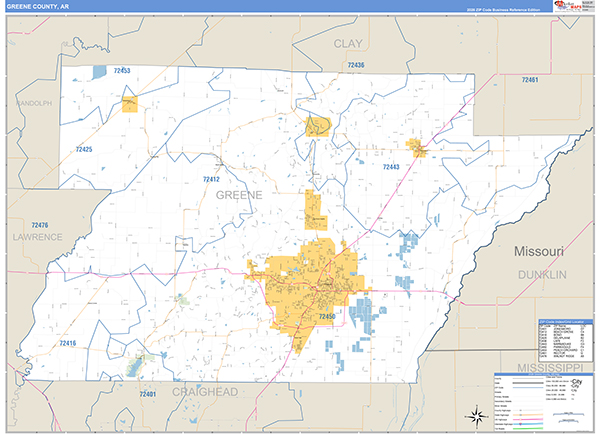 Greene County, AR Zip Code Map