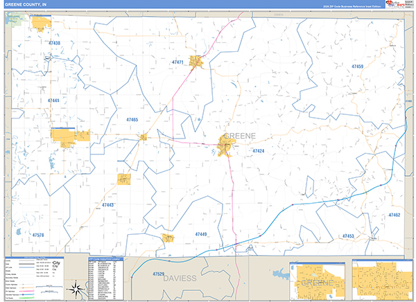 Greene County, IN Zip Code Map