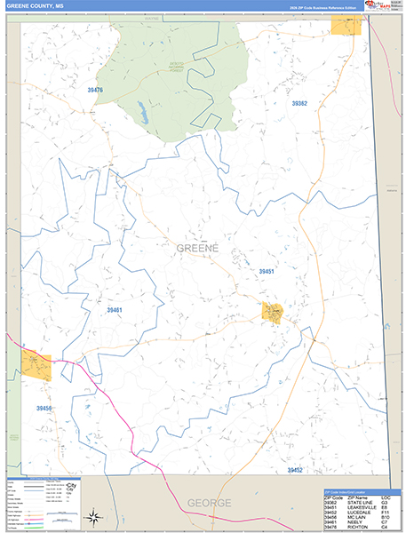 Greene County, MS Zip Code Map