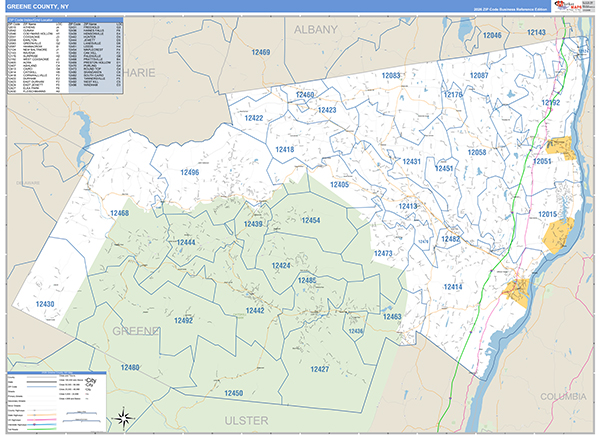 Greene County, NY Zip Code Map