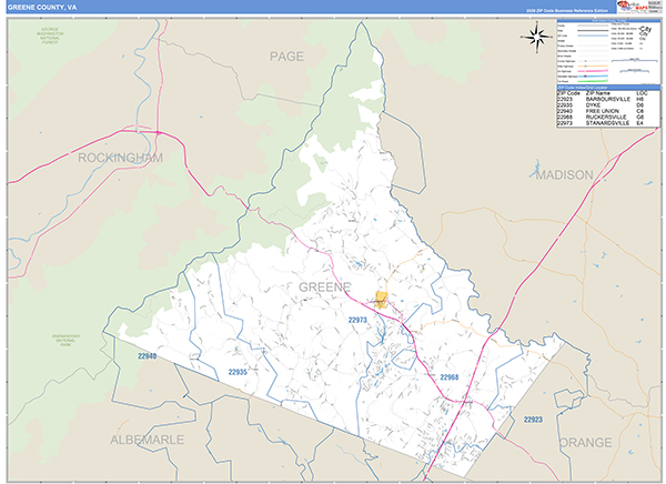 Greene County, VA Zip Code Map