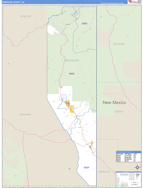 Greenlee County, AZ Zip Code Map