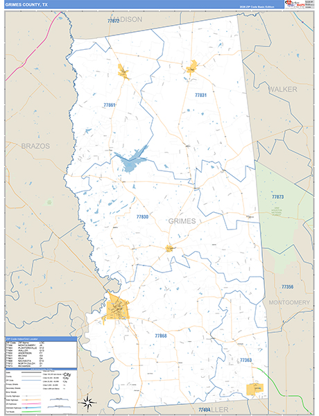 Grimes County, TX Zip Code Map
