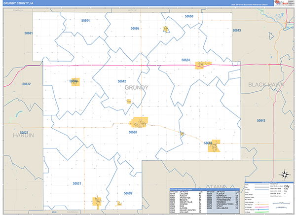 Grundy County, IA Zip Code Map