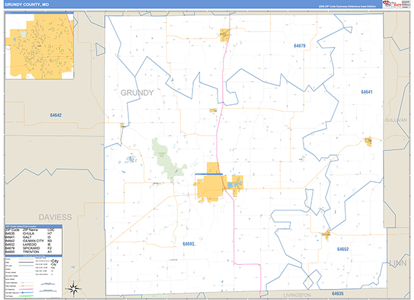 Grundy County, MO Map Basic Style