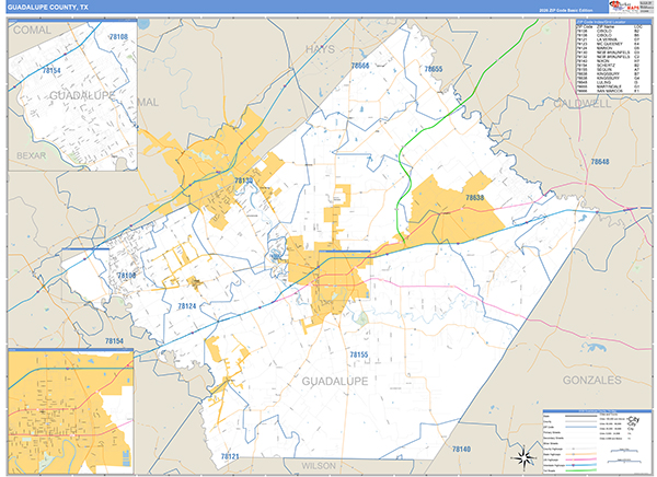 Guadalupe County, TX Zip Code Map
