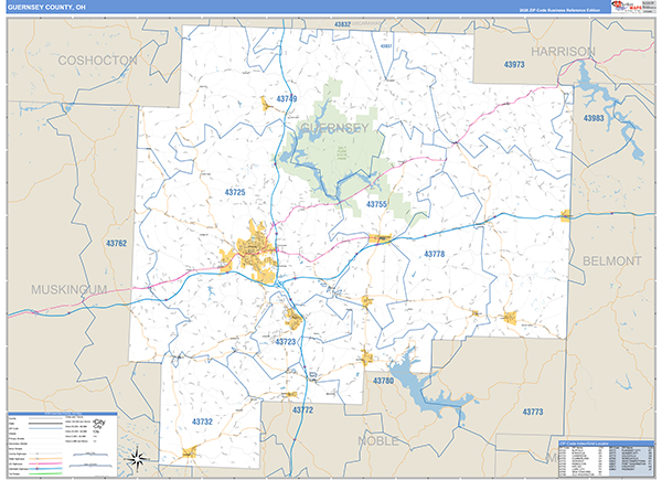 Guernsey County, OH Zip Code Map