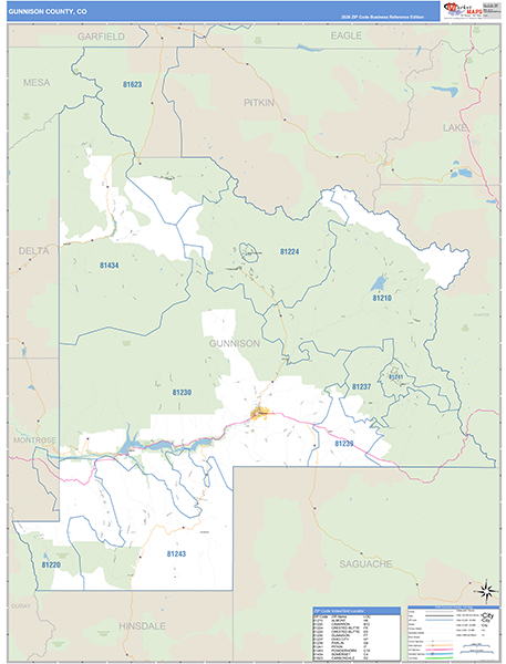 Gunnison County, CO Zip Code Map