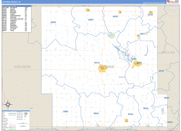 Guthrie County, IA Carrier Route Wall Map