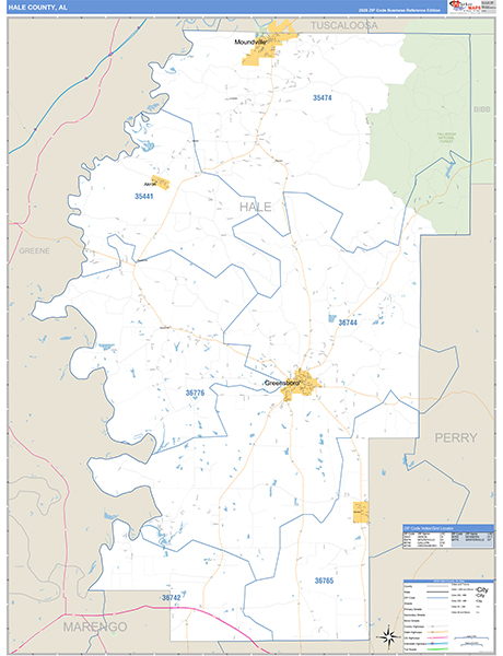 Hale County, AL Zip Code Map