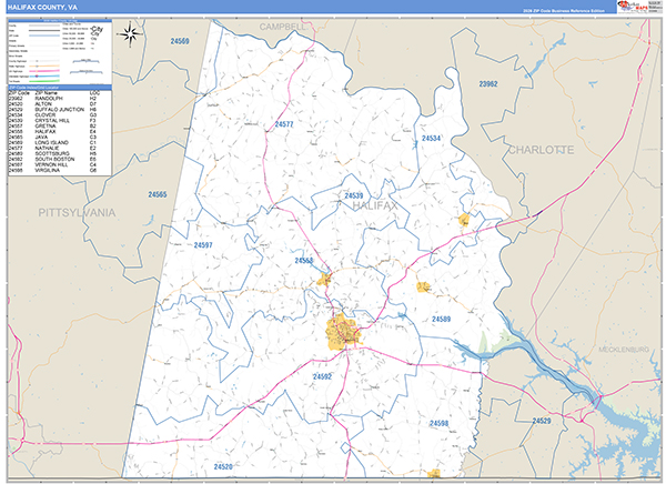 Halifax County, VA Zip Code Map