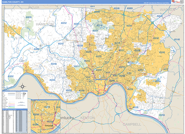 Hamilton County, OH Zip Code Map