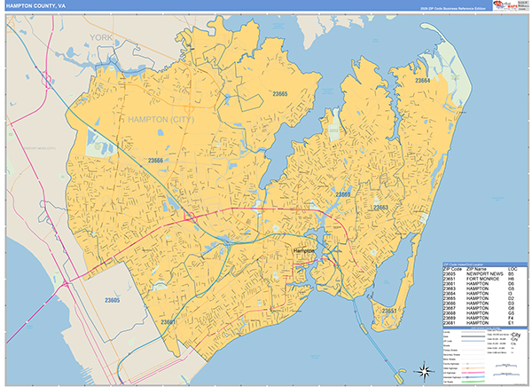 Hampton County, VA Zip Code Map