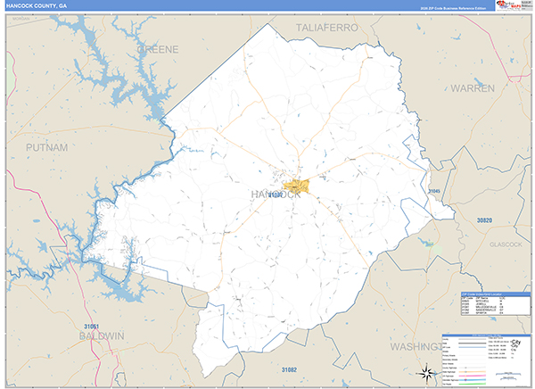 Hancock County, GA Zip Code Map