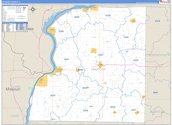 Hancock County, IL Zip Code Map