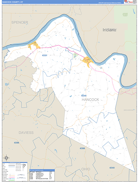 Hancock County, KY Zip Code Map