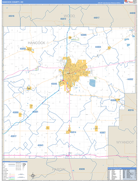 Hancock County, OH Zip Code Map