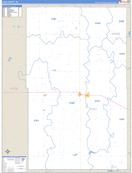 Hand County, SD Carrier Route Wall Map
