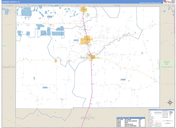 Hardee County, FL Zip Code Map