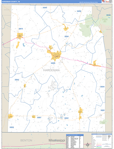 Hardeman County, TN Zip Code Map