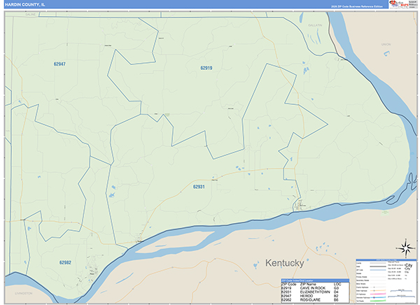 Hardin County, IL Zip Code Map