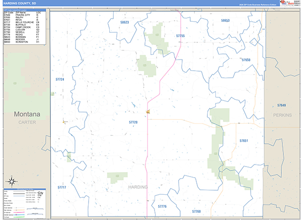 Harding County, SD Carrier Route Wall Map