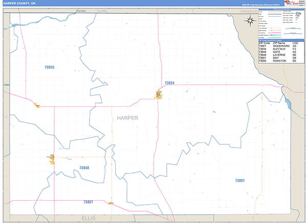 Harper County, OK Carrier Route Wall Map