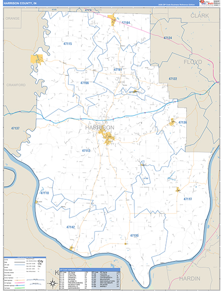 Harrison County, IN Zip Code Map