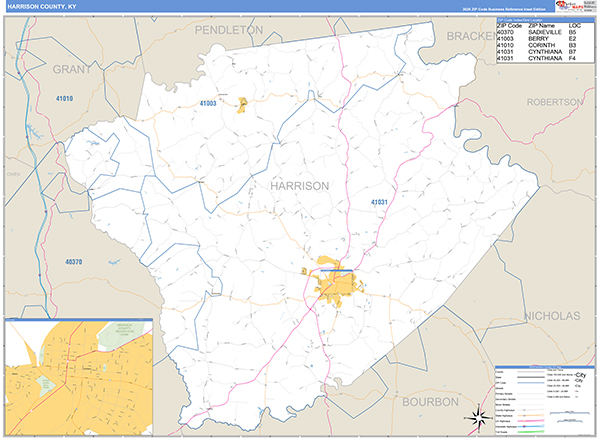 Harrison County, KY Zip Code Map