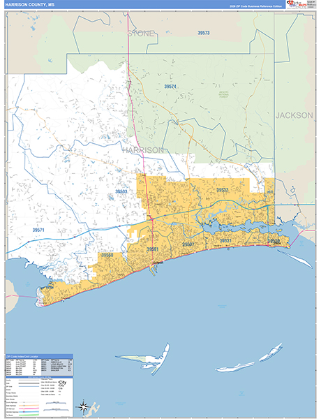 Harrison County, MS Zip Code Map