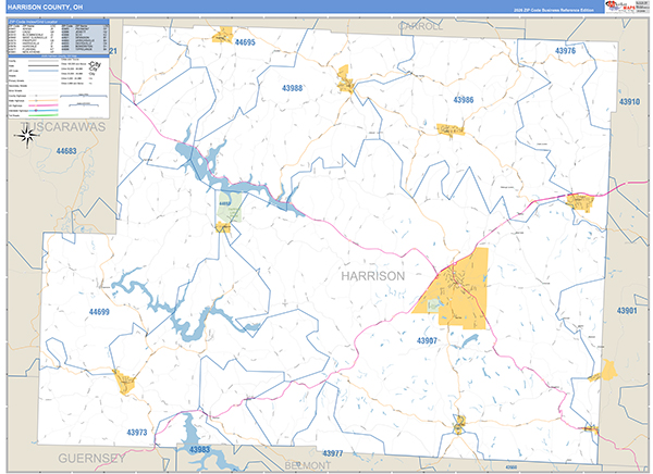 Harrison County, OH Zip Code Map