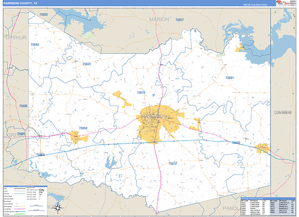Harrison County, TX Zip Code Map