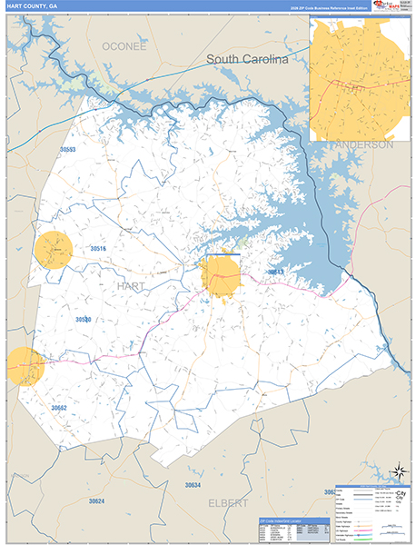 Hart County, GA Zip Code Map
