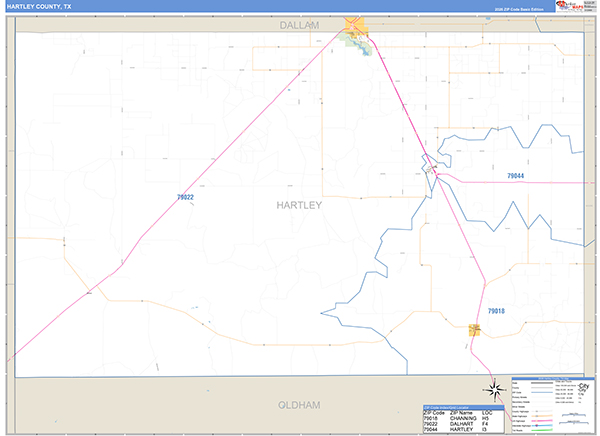Hartley County, TX Zip Code Map