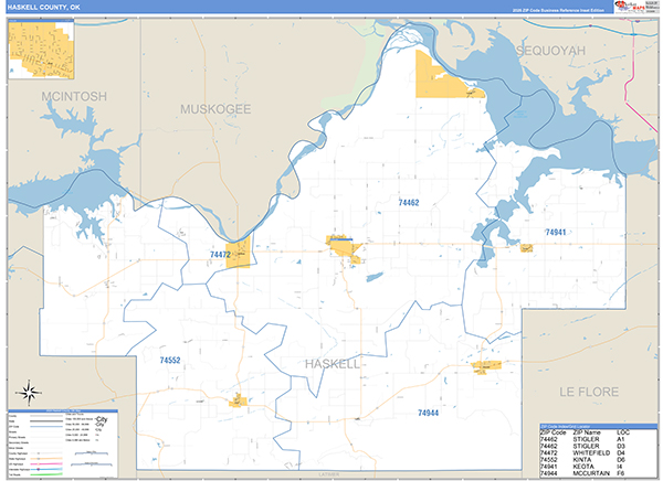 Haskell County, OK Carrier Route Wall Map