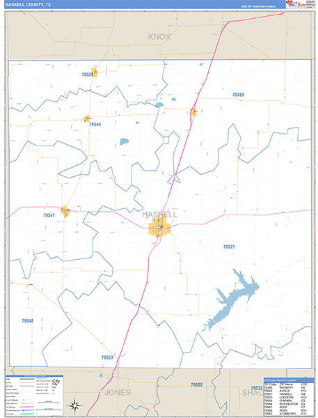 Haskell County, TX Zip Code Map