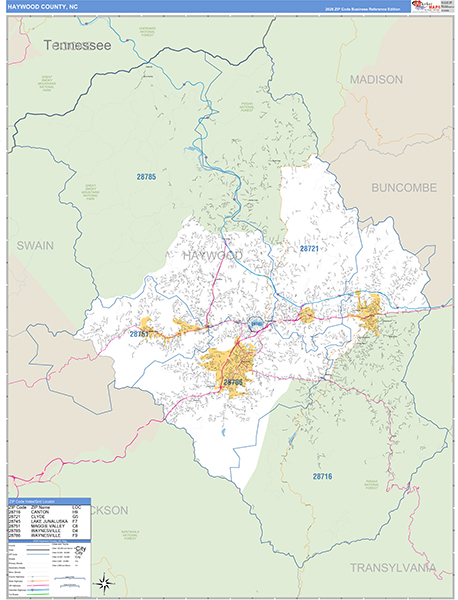 Haywood County, NC Zip Code Map