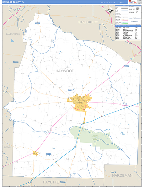 Haywood County, TN Zip Code Map
