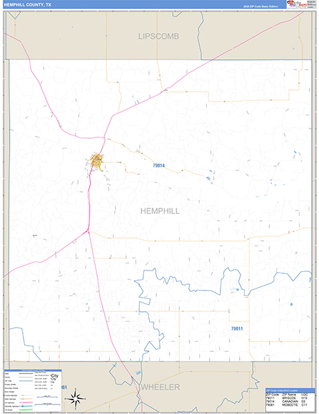 Hemphill County, TX Zip Code Map