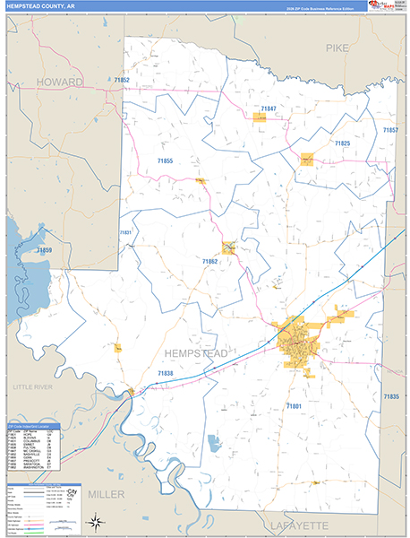 Hempstead County, AR Zip Code Map