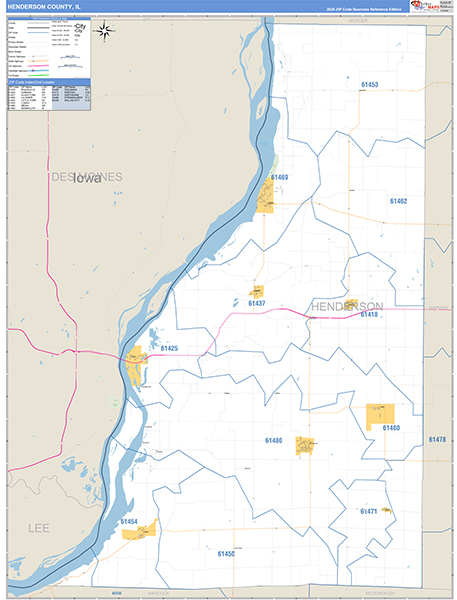 Henderson County, IL Zip Code Map