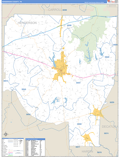 Henderson County, TN Zip Code Map