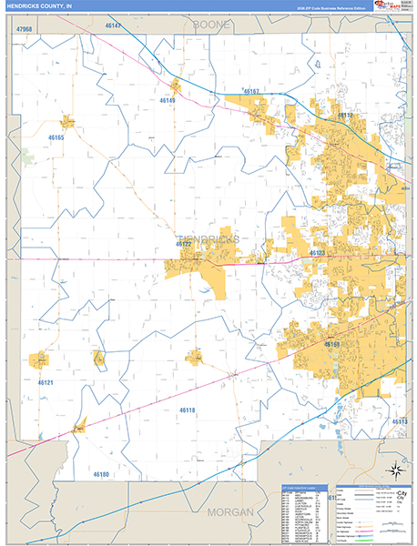 Hendricks County, IN Zip Code Map